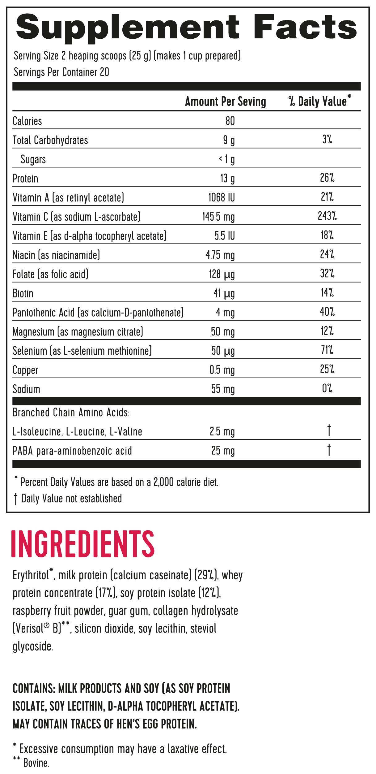 Supplement Label