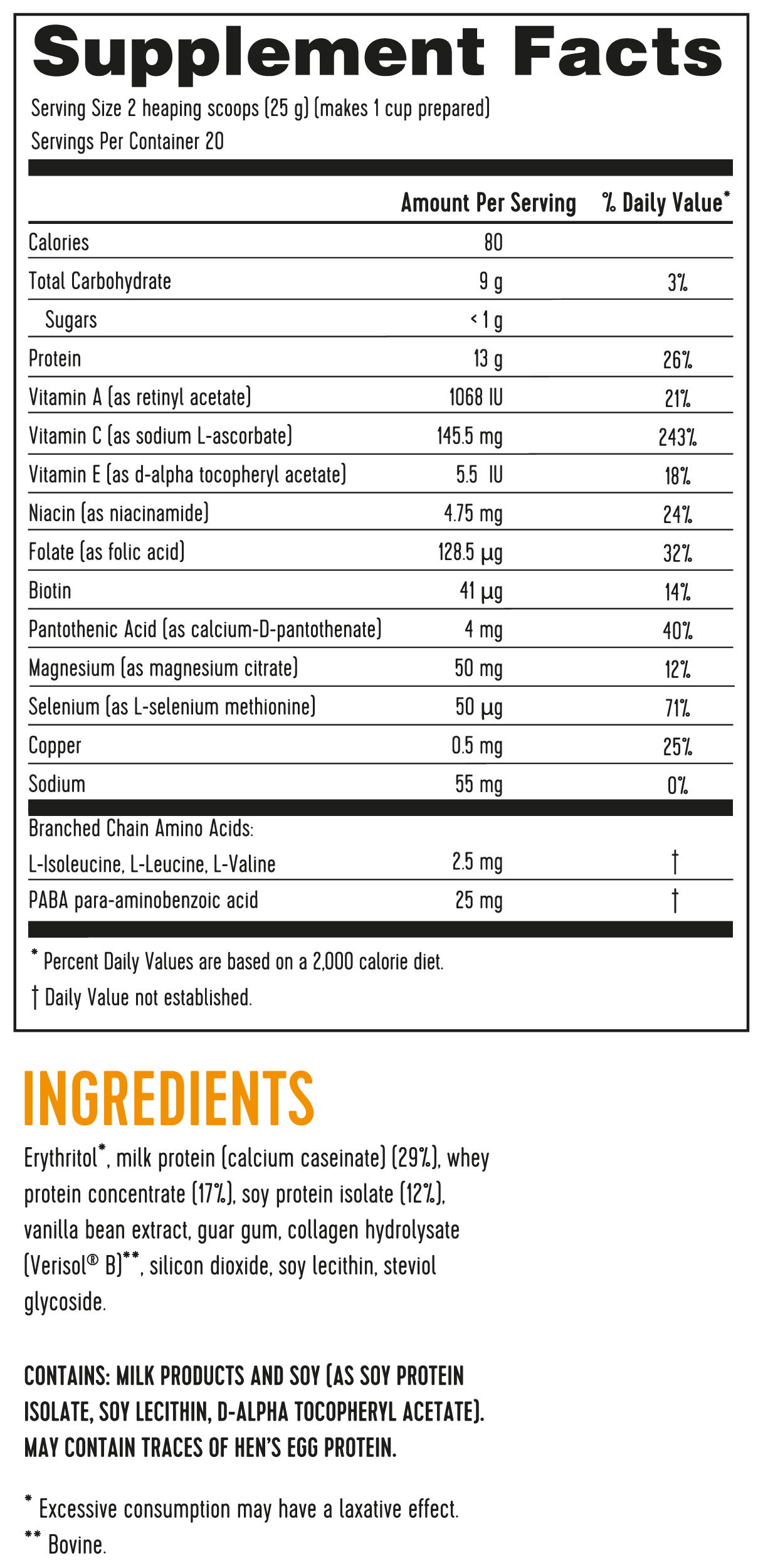 Supplement Label